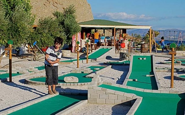 Water sports and mini golf on the beach